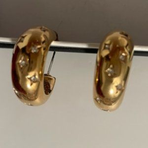 1980 vintage Agatha hoop earrings with "diamond" chips